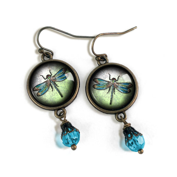 Dragonfly Vintage Inspired Drop / Dangle Earrings