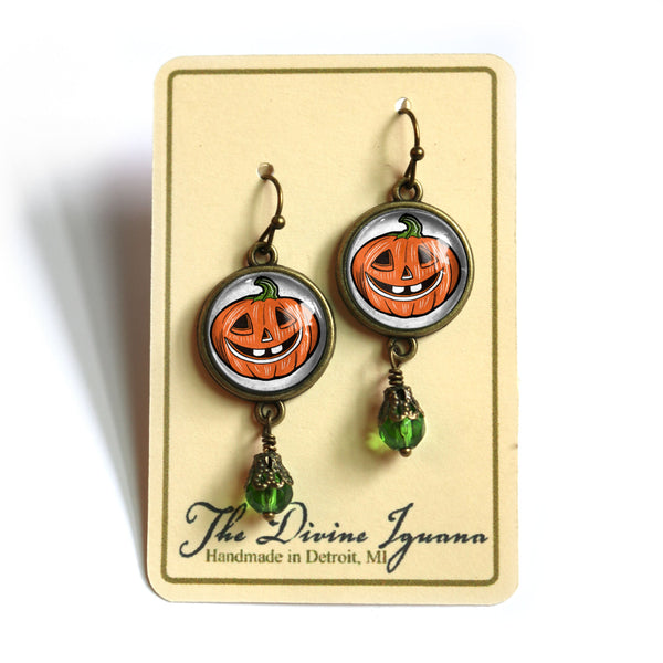 Retro Halloween Jack-O-Lantern Vintage Inspired Drop / Dangle Earrings