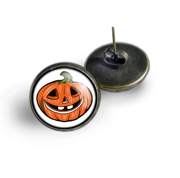 Retro Halloween Jack-O-Lantern Vintage Inspired Stud Earrings