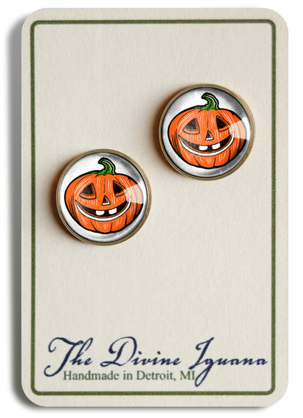 Retro Halloween Jack-O-Lantern Vintage Inspired Stud Earrings