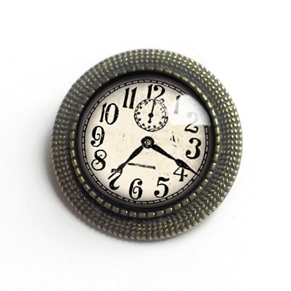 Edwardian Clock Vintage Inspired Pin Brooch