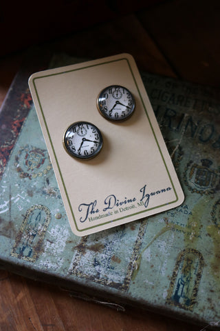 Edwardian Clock Vintage Inspired Stud Earrings