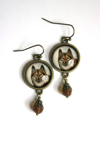 CLEARANCE  Victorian Wolf Vintage Inspired Drop / Dangle Earrings