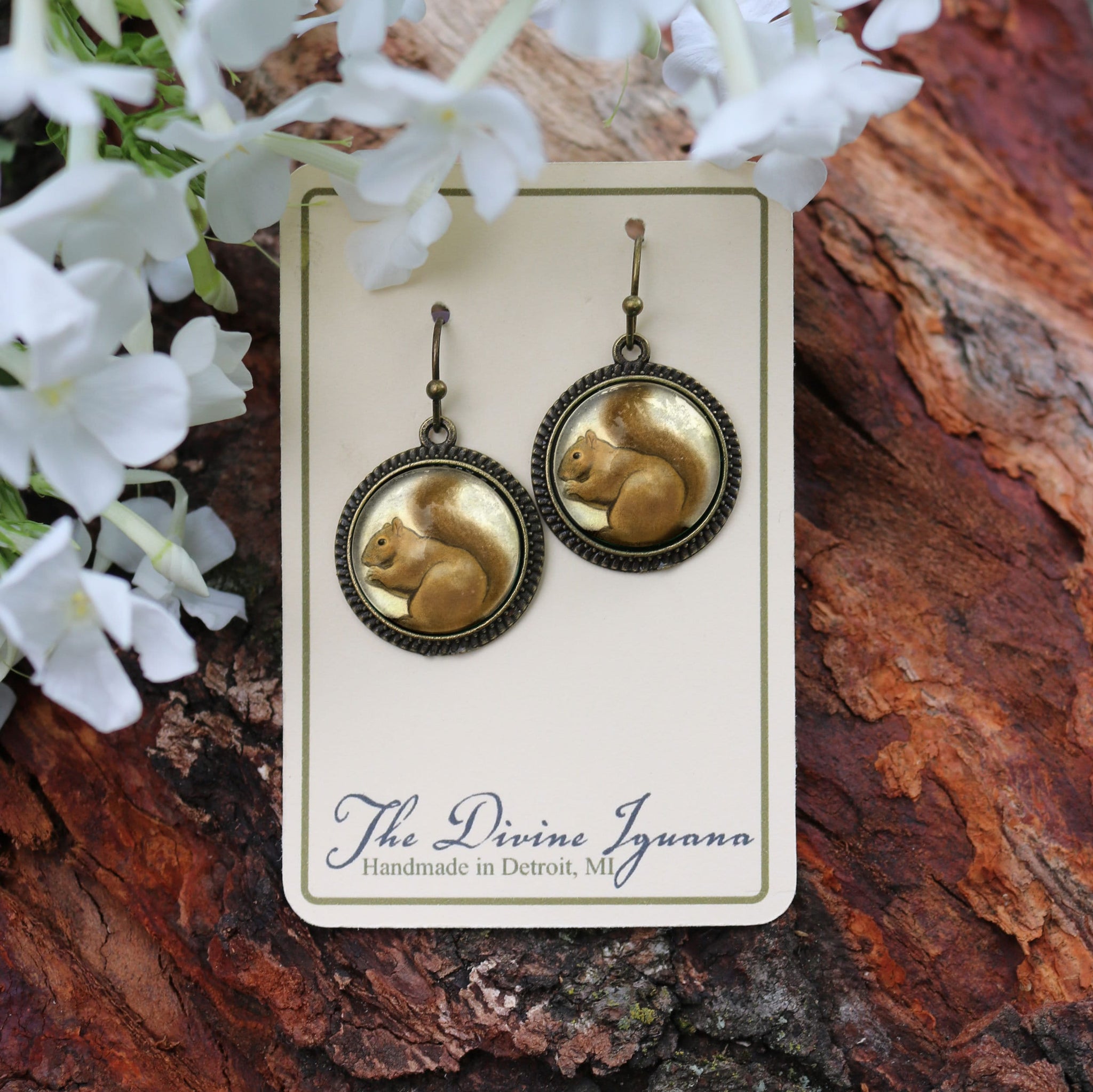 Adorable Fluffy Victorian Squirrel Earrings