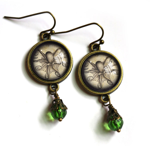 Ernst Haeckel Octopus Vintage Inspired Drop / Dangle Earrings