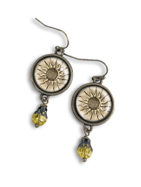 Ancient Sun Vintage Inspired Drop / Dangle Earrings