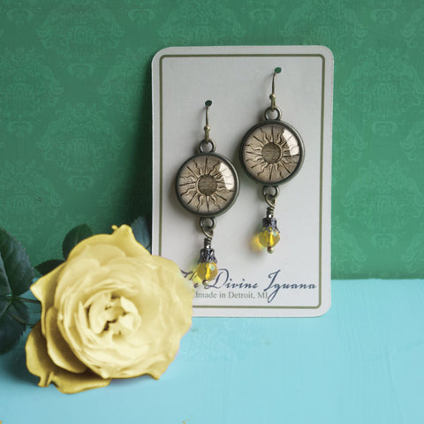 Ancient Sun Vintage Inspired Drop / Dangle Earrings