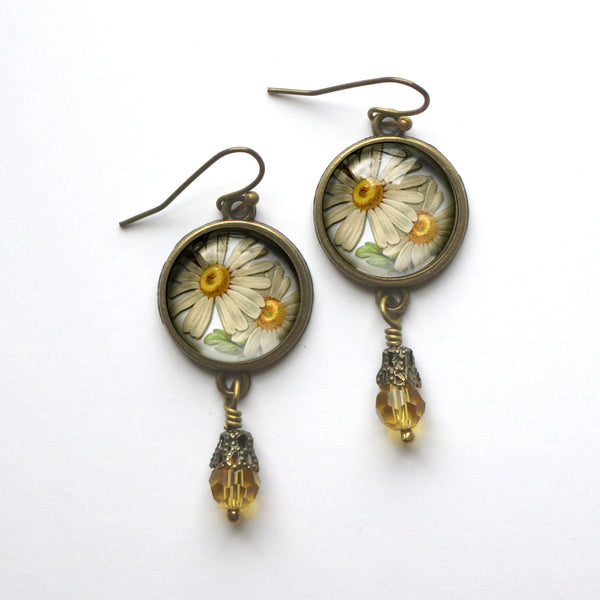 Summer Daisies Vintage Inspired Drop / Dangle Earrings