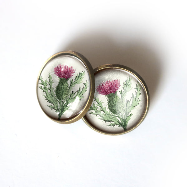 Scottish Thistle Flower Vintage Inspired Stud Earrings