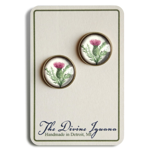 Scottish Thistle Flower Vintage Inspired Stud Earrings