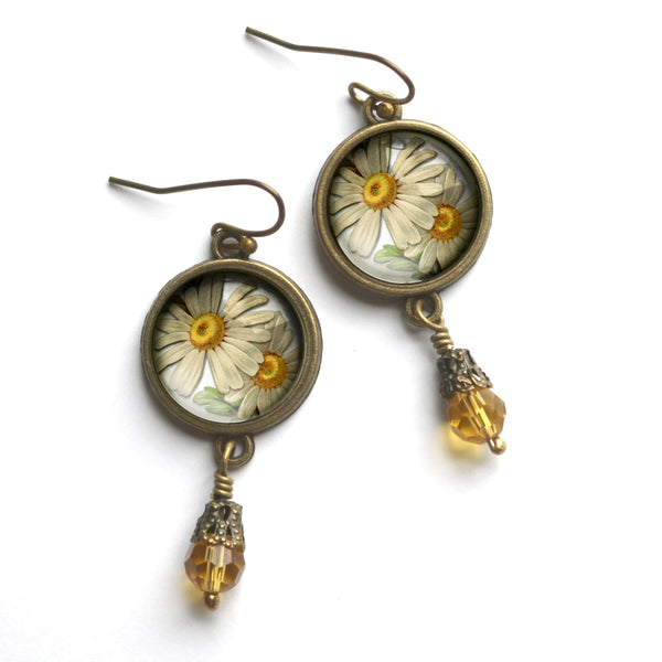 Summer Daisies Vintage Inspired Drop / Dangle Earrings