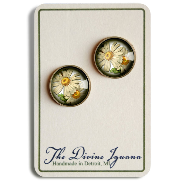 Summer Daisy Flower Vintage Inspired Stud Earrings