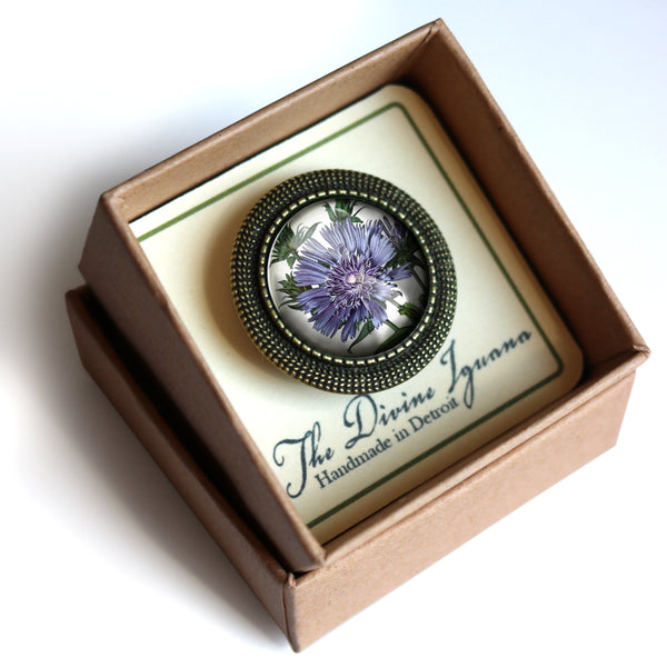 Purple Aster Flower Vintage Inspired Pin Brooch