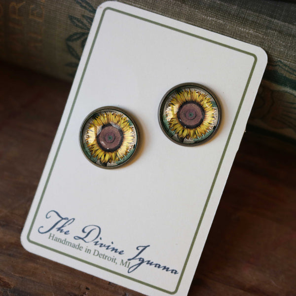 Sunflower Vintage Inspired Stud Earrings