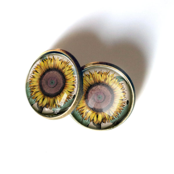 Sunflower Vintage Inspired Stud Earrings