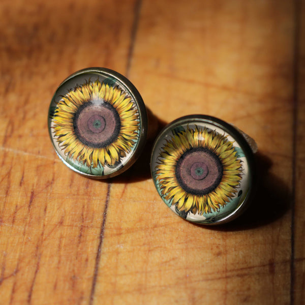 Sunflower Vintage Inspired Stud Earrings