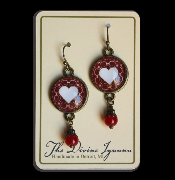 Elegant Heart Valentine's Day Vintage Inspired Drop / Dangle Earrings