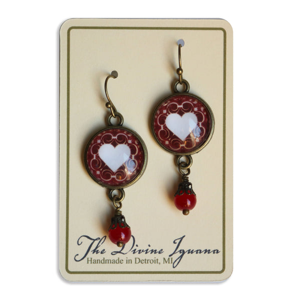 Elegant Heart Valentine's Day Vintage Inspired Drop / Dangle Earrings