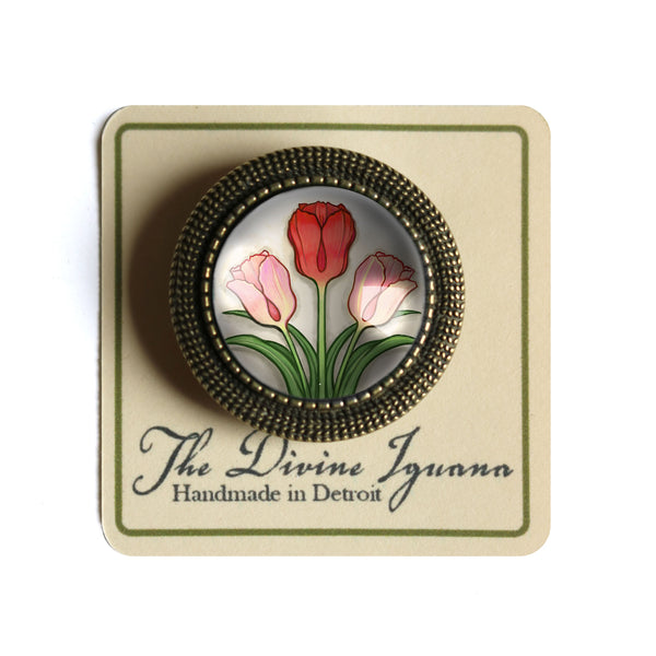 Spring Tulip Flower Vintage Inspired Pin Brooch