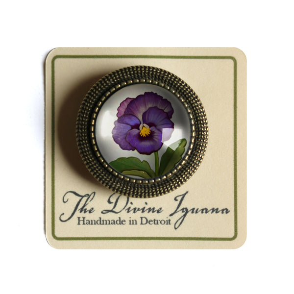 Purple Pansy Flower Vintage Inspired Pin Brooch