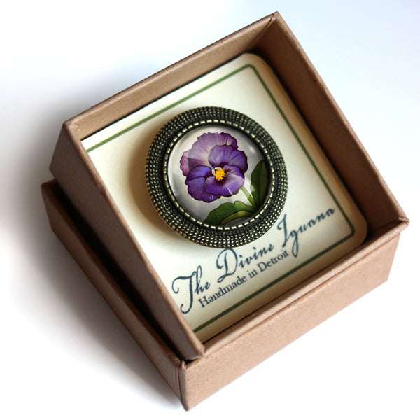 Purple Pansy Flower Vintage Inspired Pin Brooch