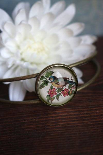 Bluebird Adjustable Charm Bracelet / Bangle in Antique Brass