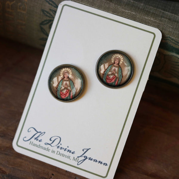 Our Lady of the Stars, Madonna of Guadalupe Stud Earrings