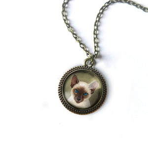 Siamese Cat Pendant Necklace