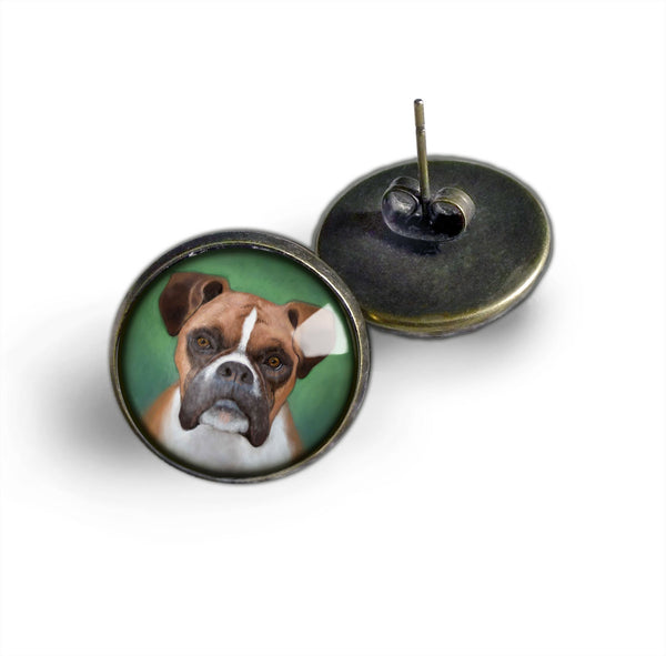 Boxer Dog Vintage Inspired Stud Earrings