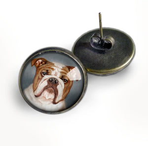 English Bulldog Vintage Inspired Stud Earrings