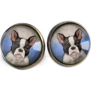 French Bulldog Vintage Inspired Stud Earrings