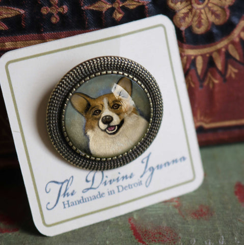 Corgi Dog Vintage Inspired Pin Brooch