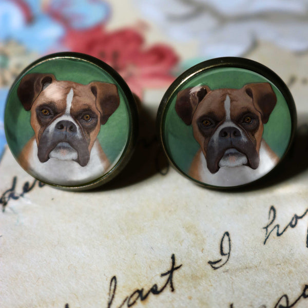 Boxer Dog Vintage Inspired Stud Earrings