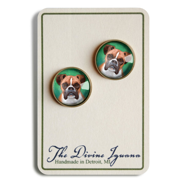 Boxer Dog Vintage Inspired Stud Earrings