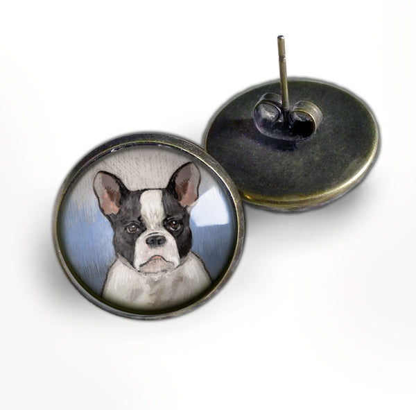 French Bulldog Vintage Inspired Stud Earrings