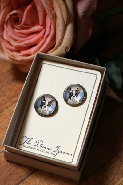 French Bulldog Vintage Inspired Stud Earrings