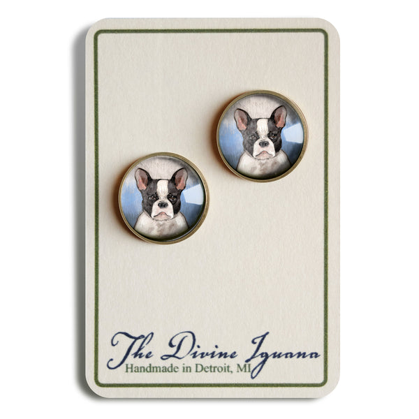 French Bulldog Vintage Inspired Stud Earrings