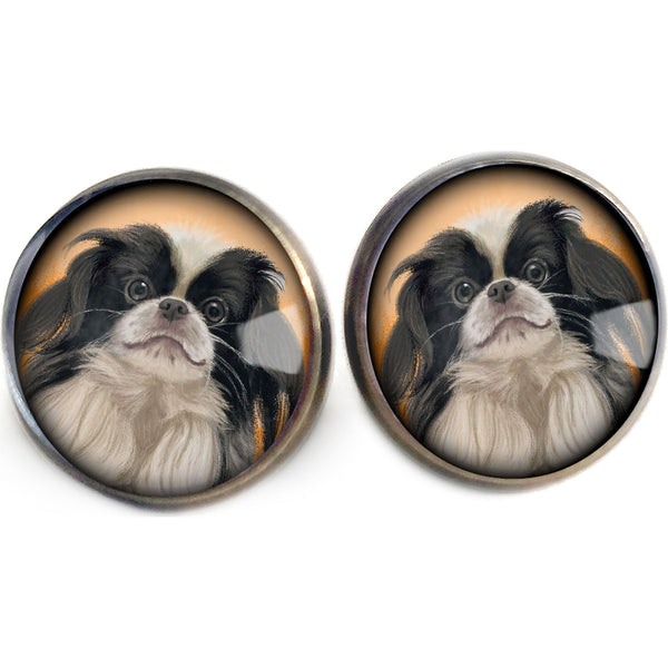 Japanese Chin Dog Vintage Inspired Stud Earrings