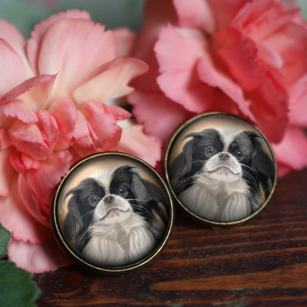 Japanese Chin Dog Vintage Inspired Stud Earrings