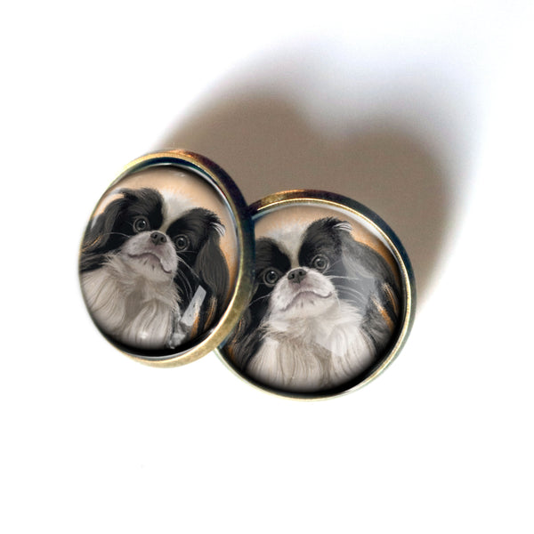 Japanese Chin Dog Vintage Inspired Stud Earrings