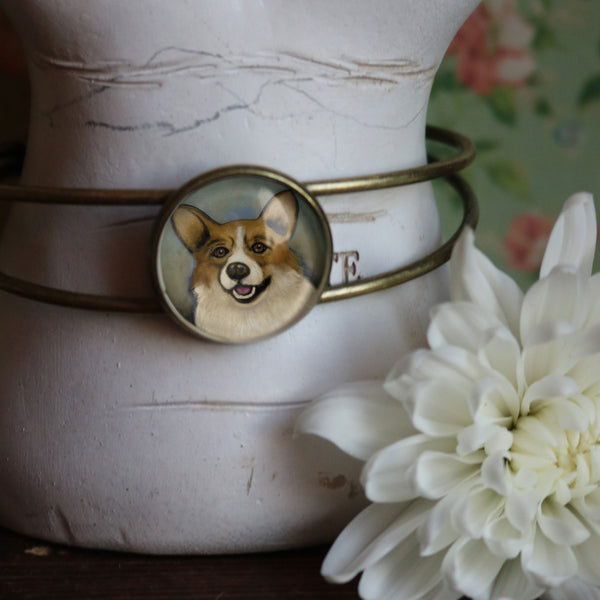 Corgi Dog Cuff Bracelet