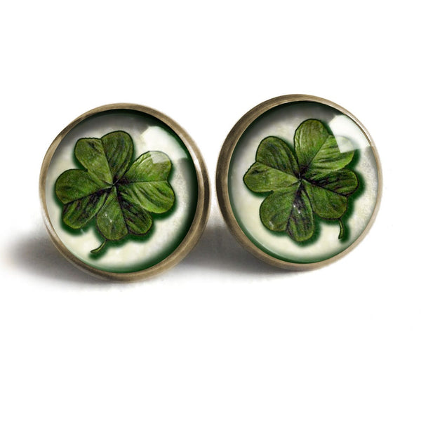 Four-Leafed Clover or Shamrock St Patrick's Day or Easter Stud Earrings