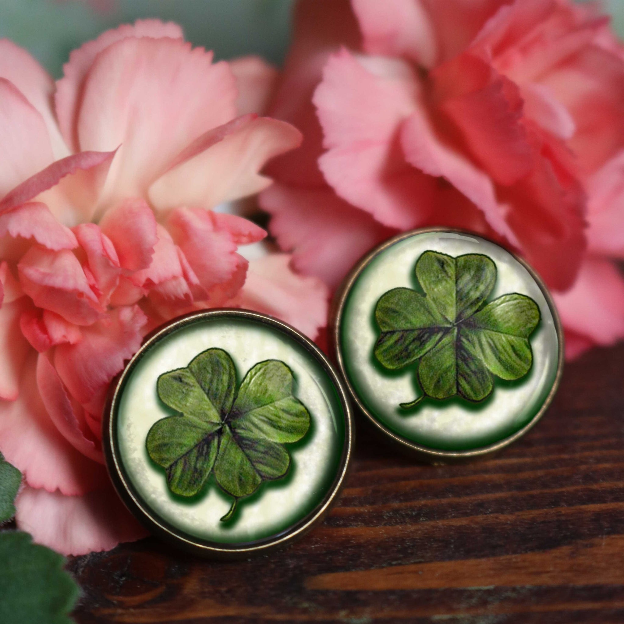 Four-Leafed Clover or Shamrock St Patrick's Day or Easter Stud Earrings