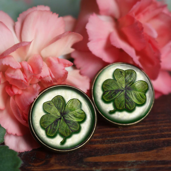 Four-Leafed Clover or Shamrock St Patrick's Day or Easter Stud Earrings