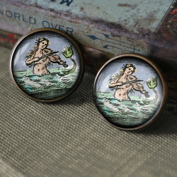 Ancient Mermaid Vintage Inspired Stud Earrings