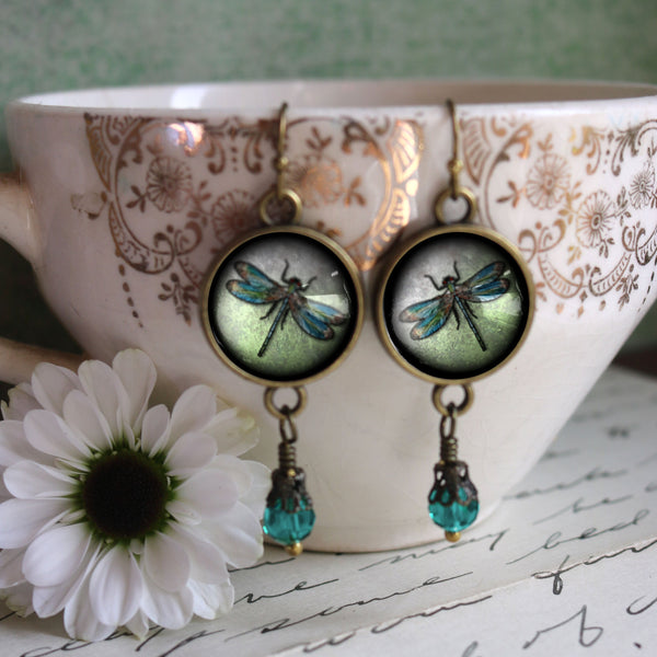 Dragonfly Vintage Inspired Drop / Dangle Earrings