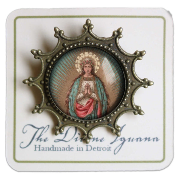 Our Lady of Guadalupe Virgin Mary Lady of the Stars Vintage Inspired Pin Brooch