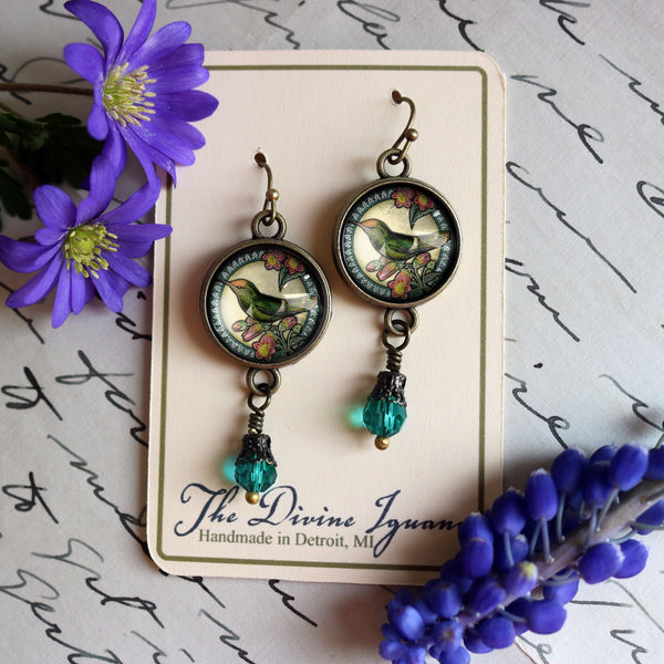 Hummingbird Vintage Inspired Drop / Dangle Earrings