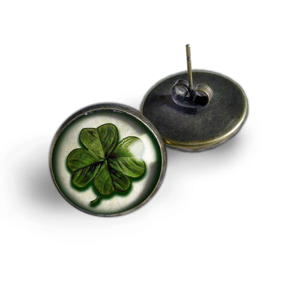 Four-Leafed Clover or Shamrock St Patrick's Day or Easter Stud Earrings