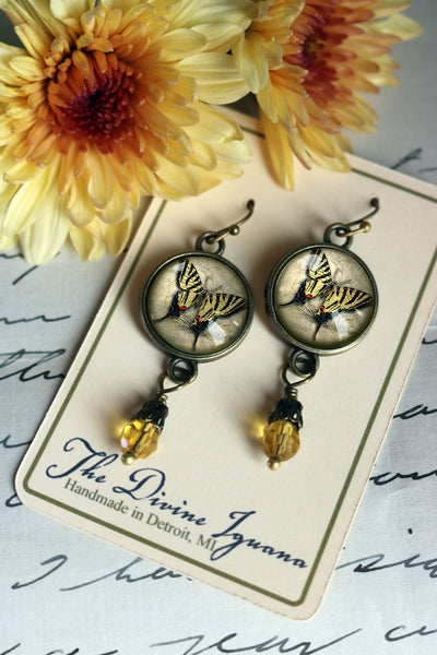 Swallowtail Butterfly Vintage Inspired Drop / Dangle Earrings